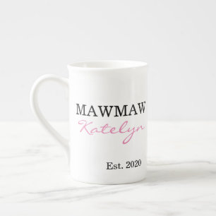 Niedlicher Personalisierter Name Mawmaw Jahr festg Prozellantasse