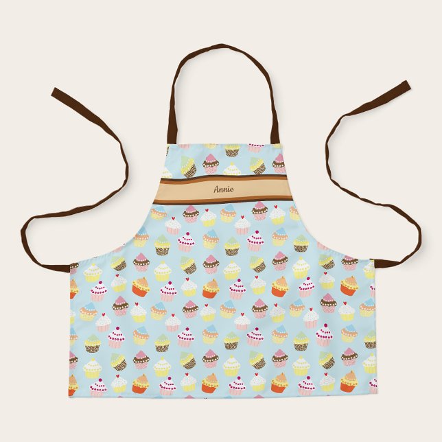 Niedlicher Personalisierter Name mit Cupcake Print Schürze (Cute personalized cupcake kids apron with a custom name.)