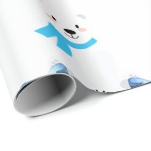 Niedlicher Personalisierter Name Polar Bear Baby B Geschenkpapier