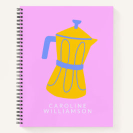 Niedlicher Personalisierter Name Rosa Moka Pot Kaf Notizbuch