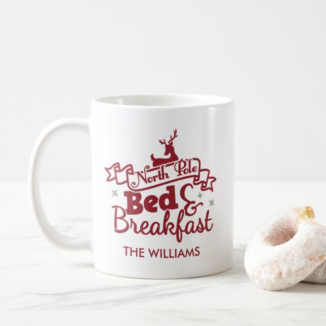 Niedlicher Personalisierter Nordpol Weihnachten Kaffeetasse (Mit Donut)