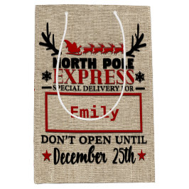 Niedlicher Personalisierter Offizieller Santa Sack Mittlere Geschenktüte