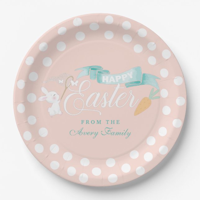 Niedlicher Personalisierter Ostern Pappteller (Vorderseite)