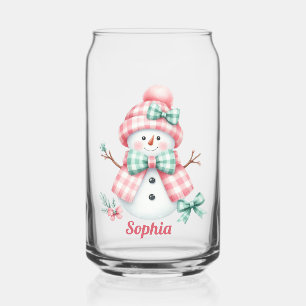 Niedlicher Personalisierter Pink Snowman Dosenglas