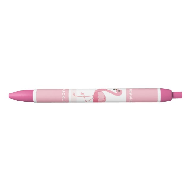 Niedlicher Personalisierter Rosa Flamingo Kugelschreiber (Vorderseite)