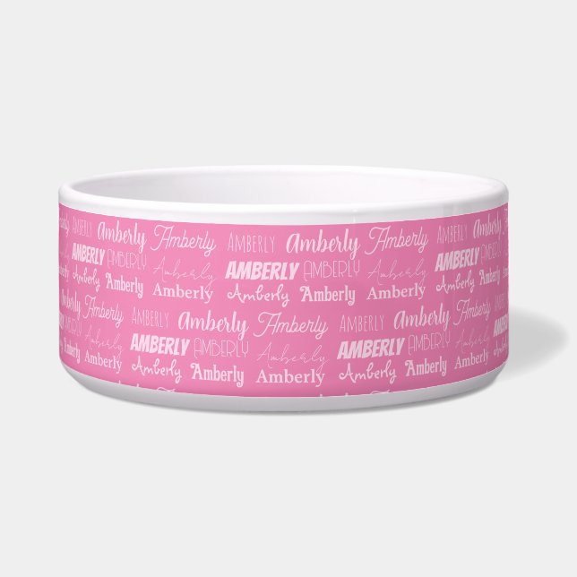Niedlicher Personalisierter Rosa Name Typografie G Napf (Vorderseite)