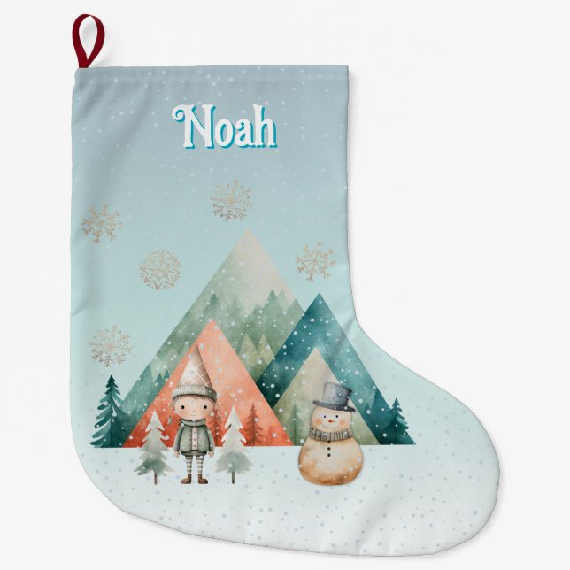 niedlicher personalisierter Strumpf Großer Weihnachtsstrumpf (Vorderseite)