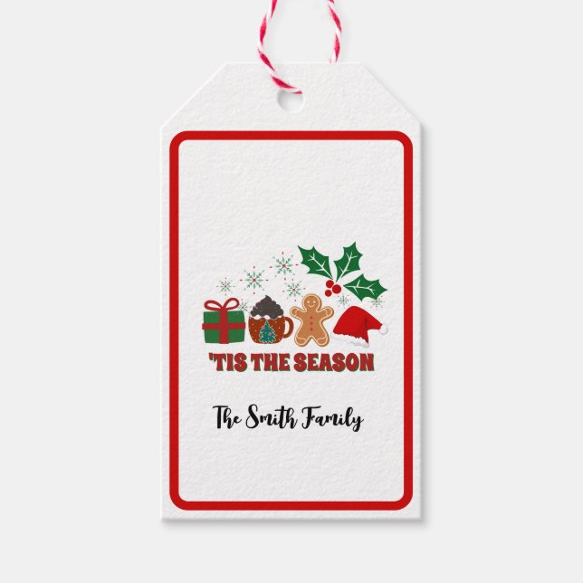 Niedlicher Personalisierter Weihnachtsgeschenk-Tag Geschenkanhänger (Vorderseite)