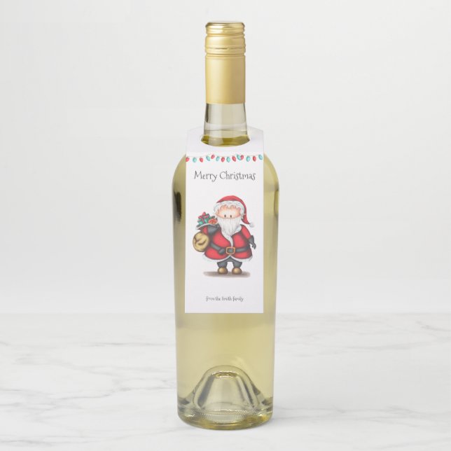 Niedlicher Personalisierter Weihnachtsmann Flaschenanhänger (Auf Flasche)
