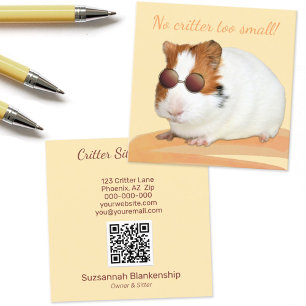 Niedlicher Pet-Care-Guinea - QR-Code Quadratische Visitenkarte