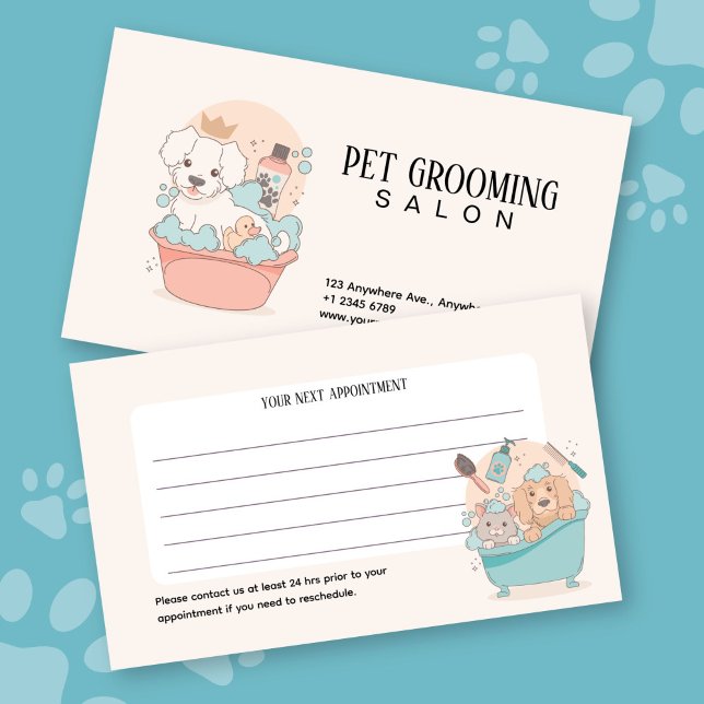 Niedlicher Pet Grooming Salon Erinnerung Terminkarte (Von Creator hochgeladen)