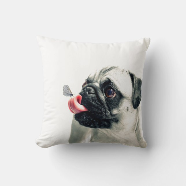 Niedlicher Pet MOPS weiß - personalisieren Kissen (Vorderseite)