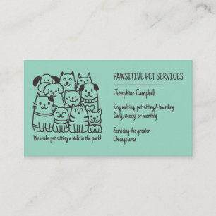 Niedlicher Pet Sitter Aquamariner Katzen QR-Code Visitenkarte