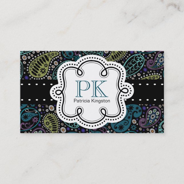 Niedlicher Pfau färbt nennende Karte Paisleys (Vorderseite)