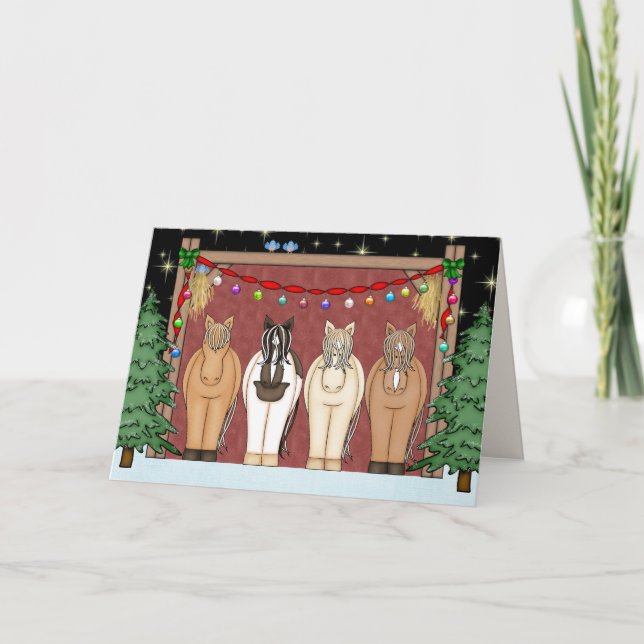Niedlicher Pferdeherd Happy Holidays Weihnachten (Vorderseite)