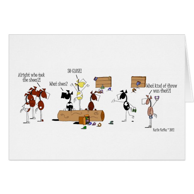 Niedlicher Pferdespiel-Hufeisen-Cartoon (Vorderseite (Horizontal))