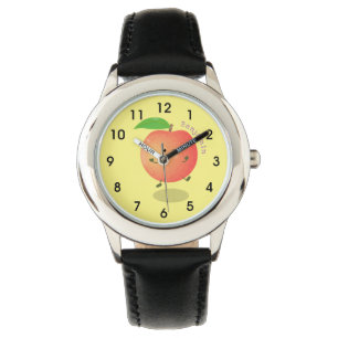 Niedlicher Pfirsichgelber Cartoon Armbanduhr