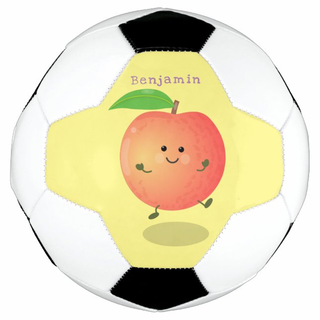 Niedlicher Pfirsichgelber Cartoon Fußball (Vorderseite)
