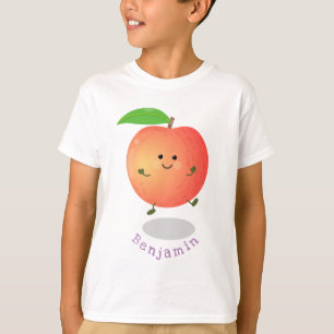 Niedlicher Pfirsichgelber Cartoon T-Shirt
