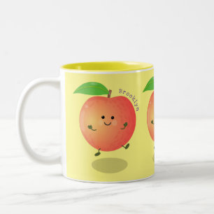Niedlicher Pfirsichgelber Cartoon Zweifarbige Tasse