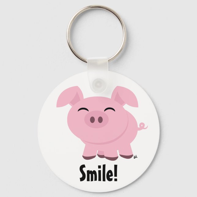 Niedlicher Pig Smile Schlüsselanhänger (Vorderseite)