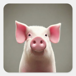 Niedlicher Pig-Square-Aufkleber Quadratischer Aufkleber