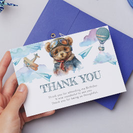 Niedlicher Pilot Teddy Bären Geburtstag Danke Kart Einladung