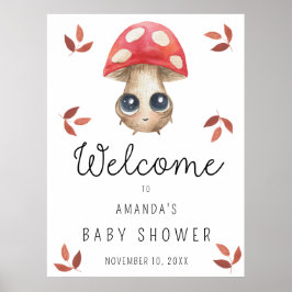 Niedlicher Pilz - Babydusche Begrüßungszeichen Poster