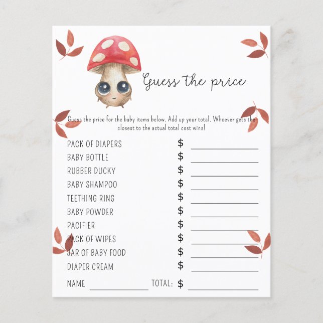 Niedlicher Pilz | Price Guess Game (Vorderseite)