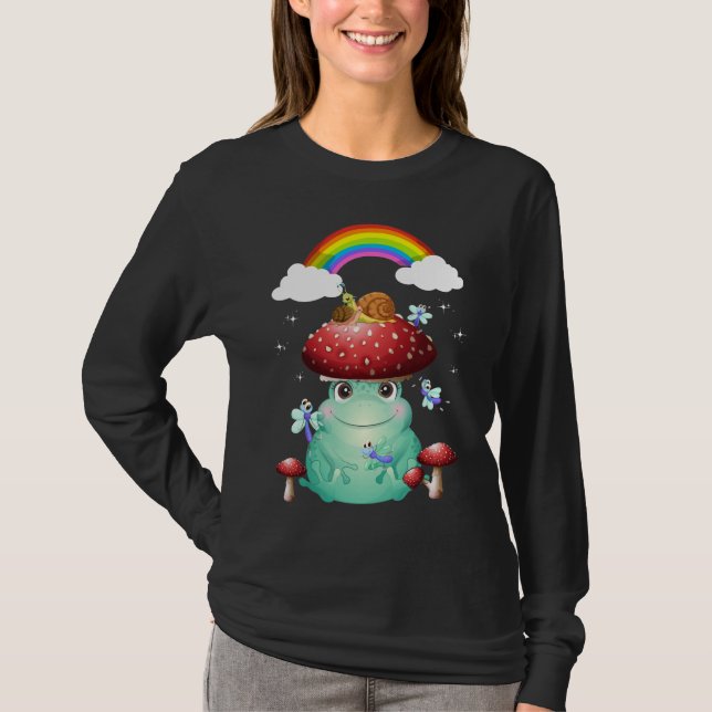 Niedlicher Pilzfrosch und Schnecke T-Shirt (Vorderseite)
