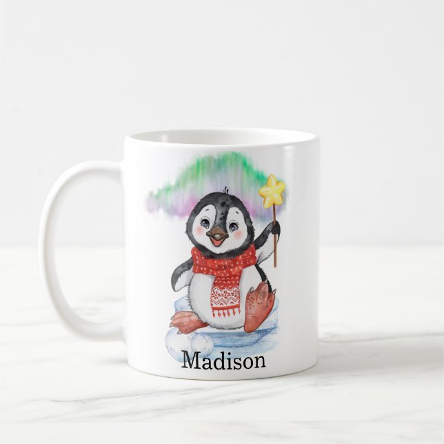 Niedlicher Pinguin Antarktis Name der heißen Schok Kaffeetasse (Links)