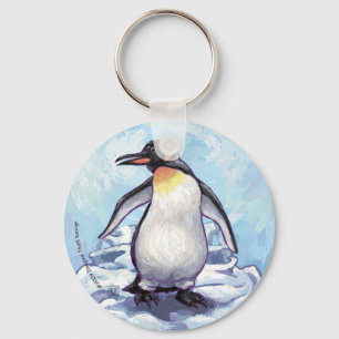 Niedlicher Pinguin auf blau Schlüsselanhänger