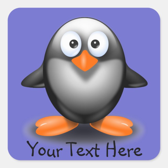 Niedlicher Pinguin auf blauem Aufkleber (Vorderseite)