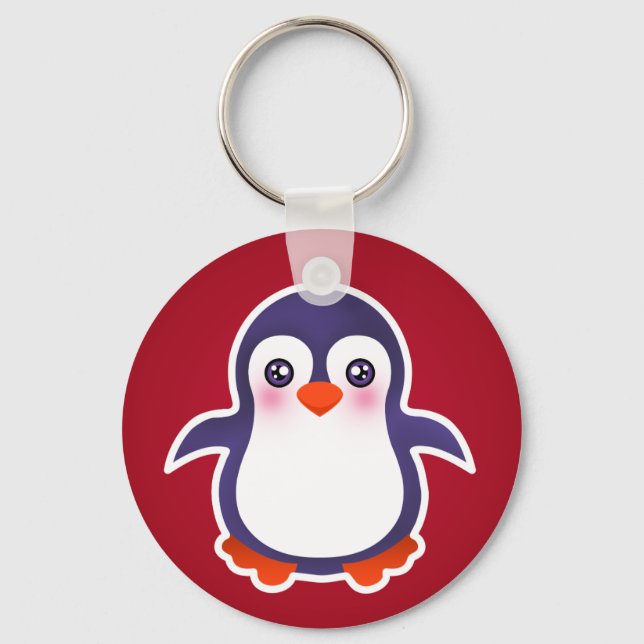 Niedlicher Pinguin auf der Roten Hintergrunddarste Schlüsselanhänger (Vorderseite)