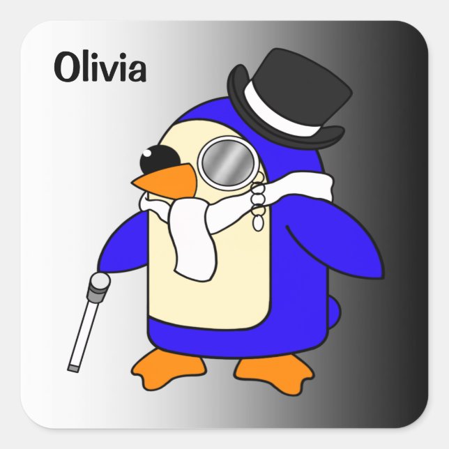 Niedlicher Pinguin aus Cartoon Quadratischer Aufkleber (Vorderseite)