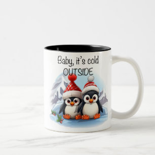 Niedlicher Pinguin/Baby Es ist kalt draußen Zweifarbige Tasse