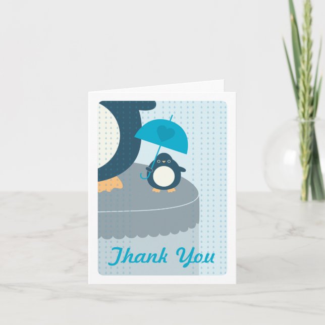 Niedlicher Pinguin Boy Blue Dankeschön Karte (Vorderseite)