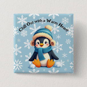 Niedlicher Pinguin Button - Mit einem warmen Herz