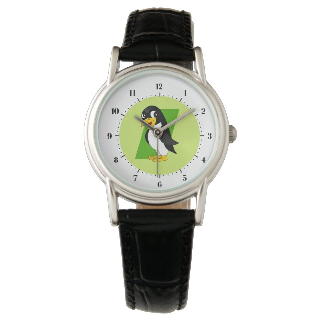 Niedlicher Pinguin-Cartoon Armbanduhr (Vorderseite)
