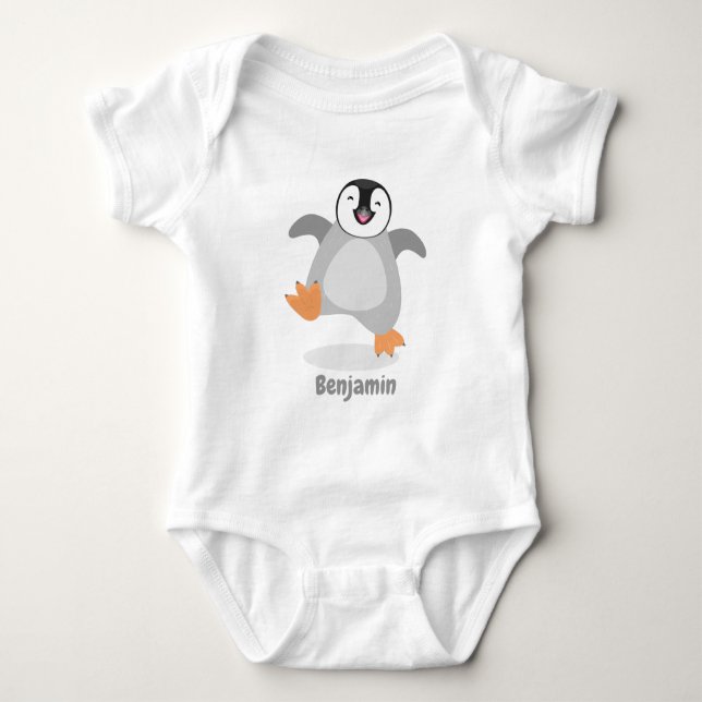 Niedlicher Pinguin-Cartoon Baby Strampler (Vorderseite)