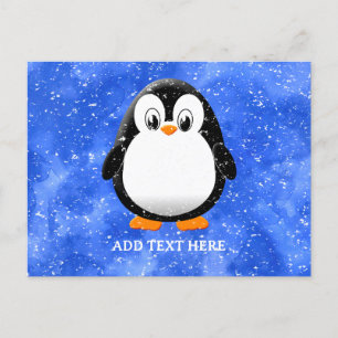 Niedlicher Pinguin Cartoon Custom Winter Blue Wate Postkarte