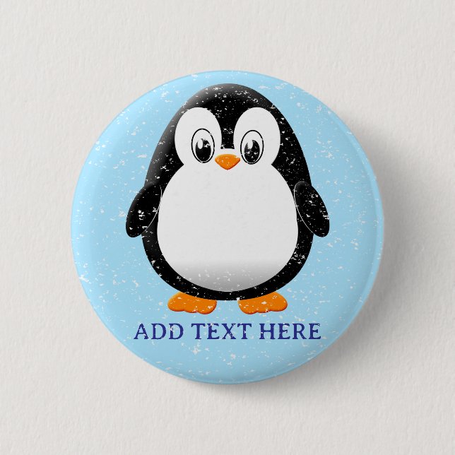 Niedlicher Pinguin-Cartoon Custom Winter Button (Vorderseite)