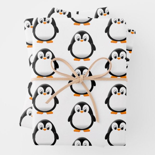 Niedlicher Pinguin-Cartoon Geschenkpapier Set (Beispiel)