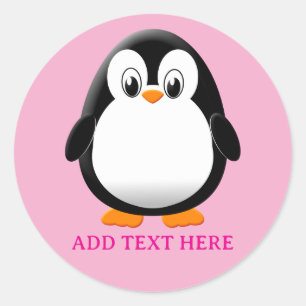Niedlicher Pinguin-Cartoon in rosa Runder Aufkleber