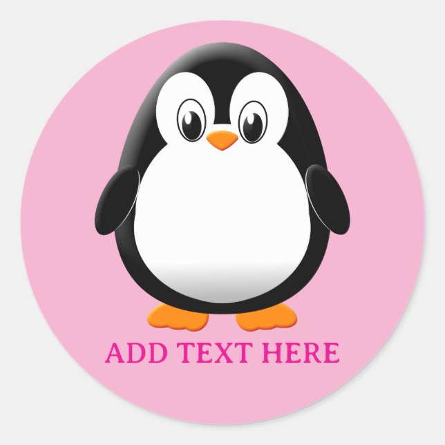 Niedlicher Pinguin-Cartoon in rosa Runder Aufkleber (Vorderseite)