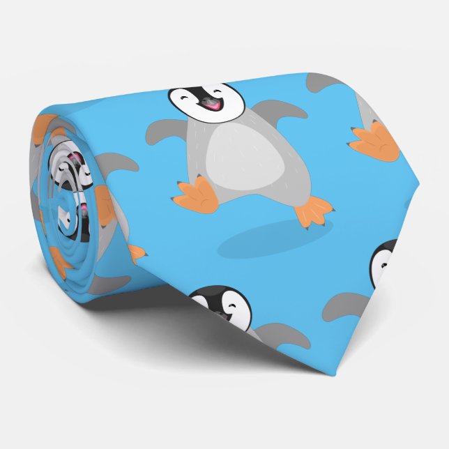 Niedlicher Pinguin-Cartoon Krawatte (Gerollt)