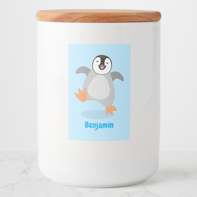 Niedlicher Pinguin-Cartoon Lebensmitteletikett (Vorderseite)