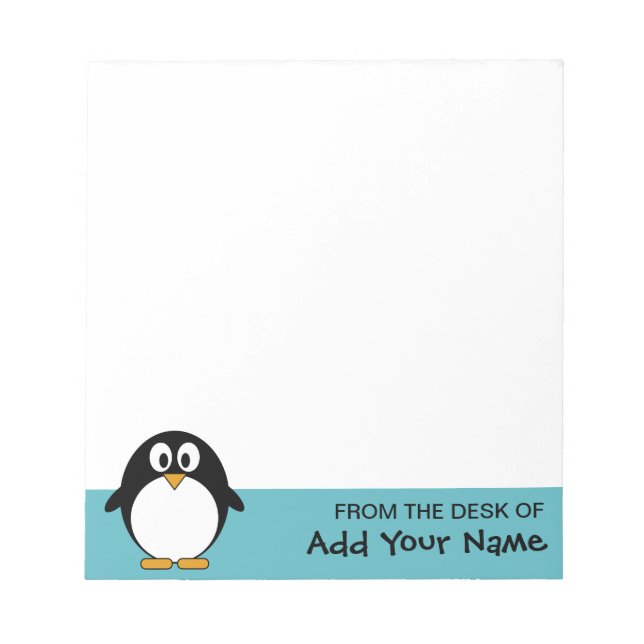 Niedlicher Pinguin-Cartoon mit Namensbereich Notizblock (Vorderseite)