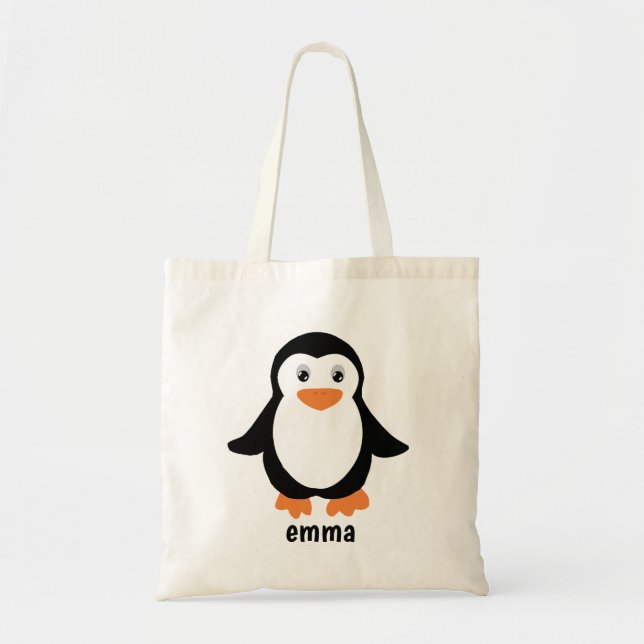 niedlicher Pinguin-Cartoon Nennen oder Text anpass Tragetasche (Vorne)