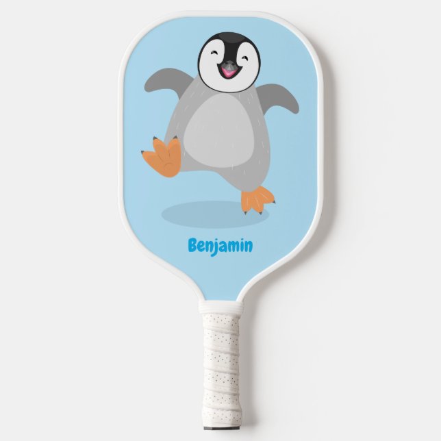 Niedlicher Pinguin-Cartoon Pickleball Schläger (Vorderseite)